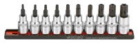 Bitsatz 1/2" TX mit Loch auf Steckleiste 10-tlg.